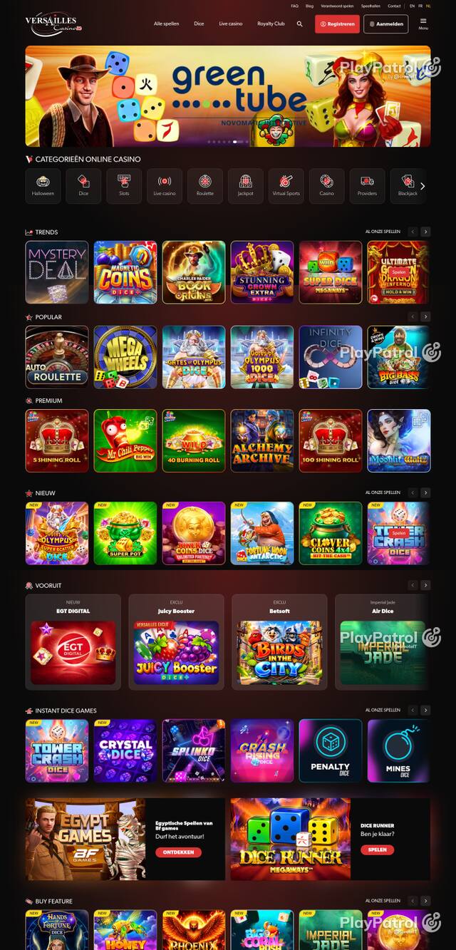 Capture of the front page of versaillescasino.be (versaillescasino.be) on 23 October 2026