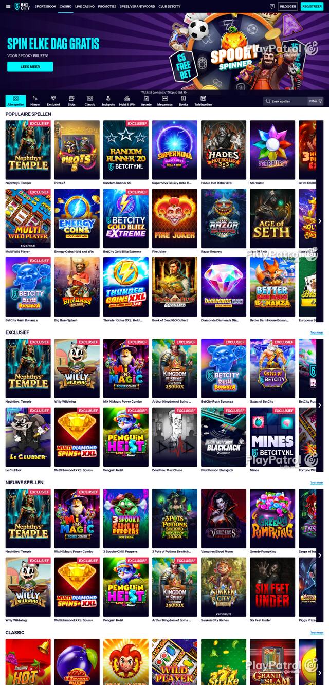 Front page of BetCity as captured on 29 October 2026
