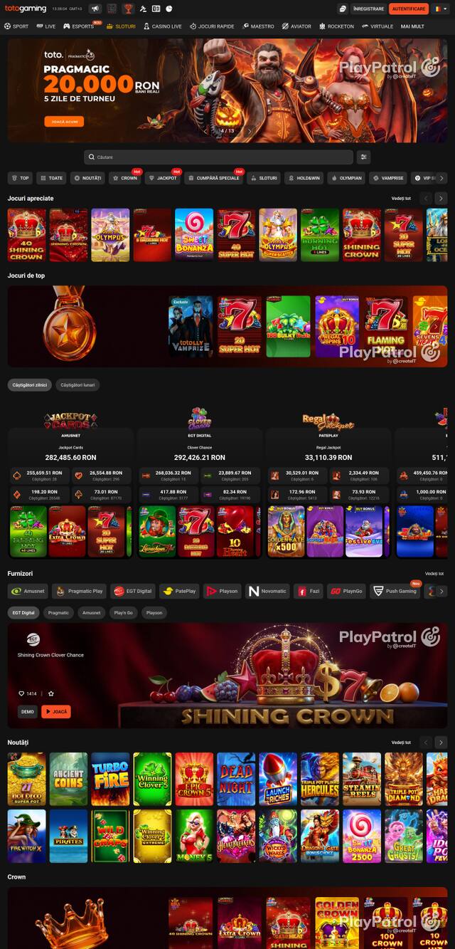 Capture of the front page of Totogaming (totogaming.ro) on 14 October 2026
