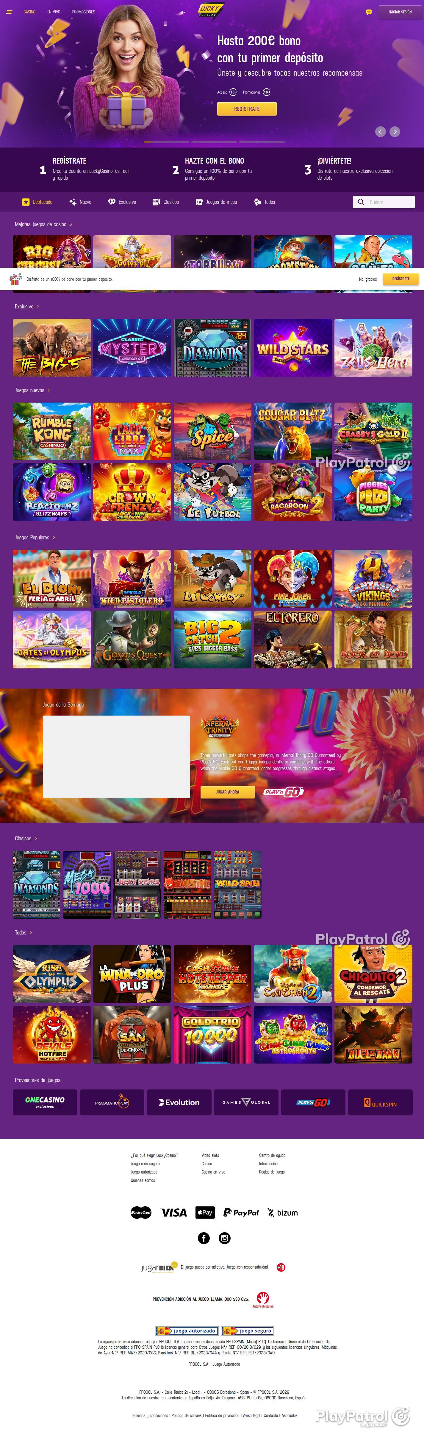 Full capture of Lucky Casino recorded during the scan