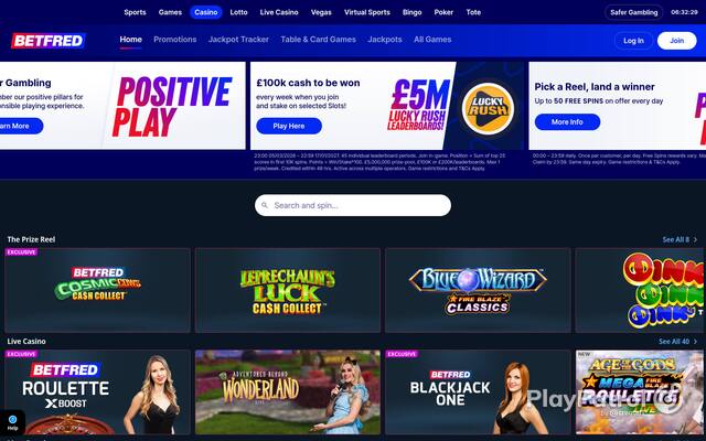 Capture of the front page of Betfred (betfred.com) on 3 October 2026