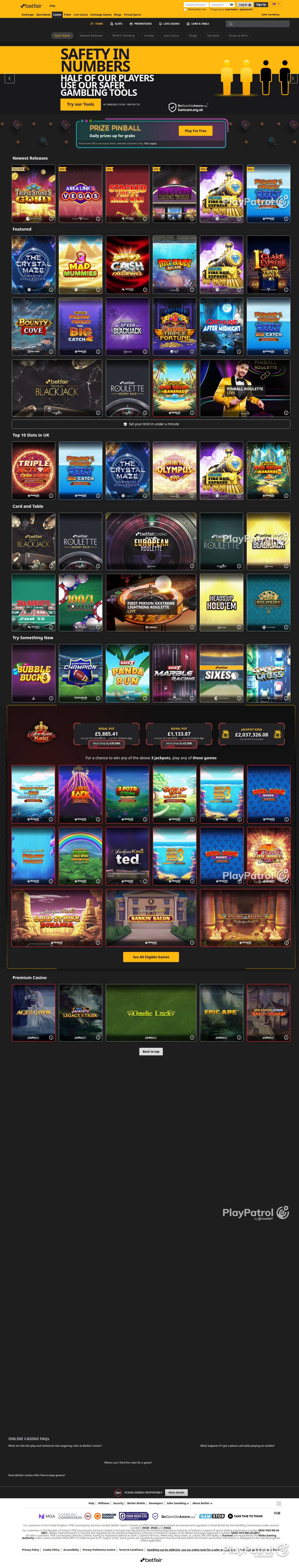 Full capture of Betfair Casino recorded during the scan