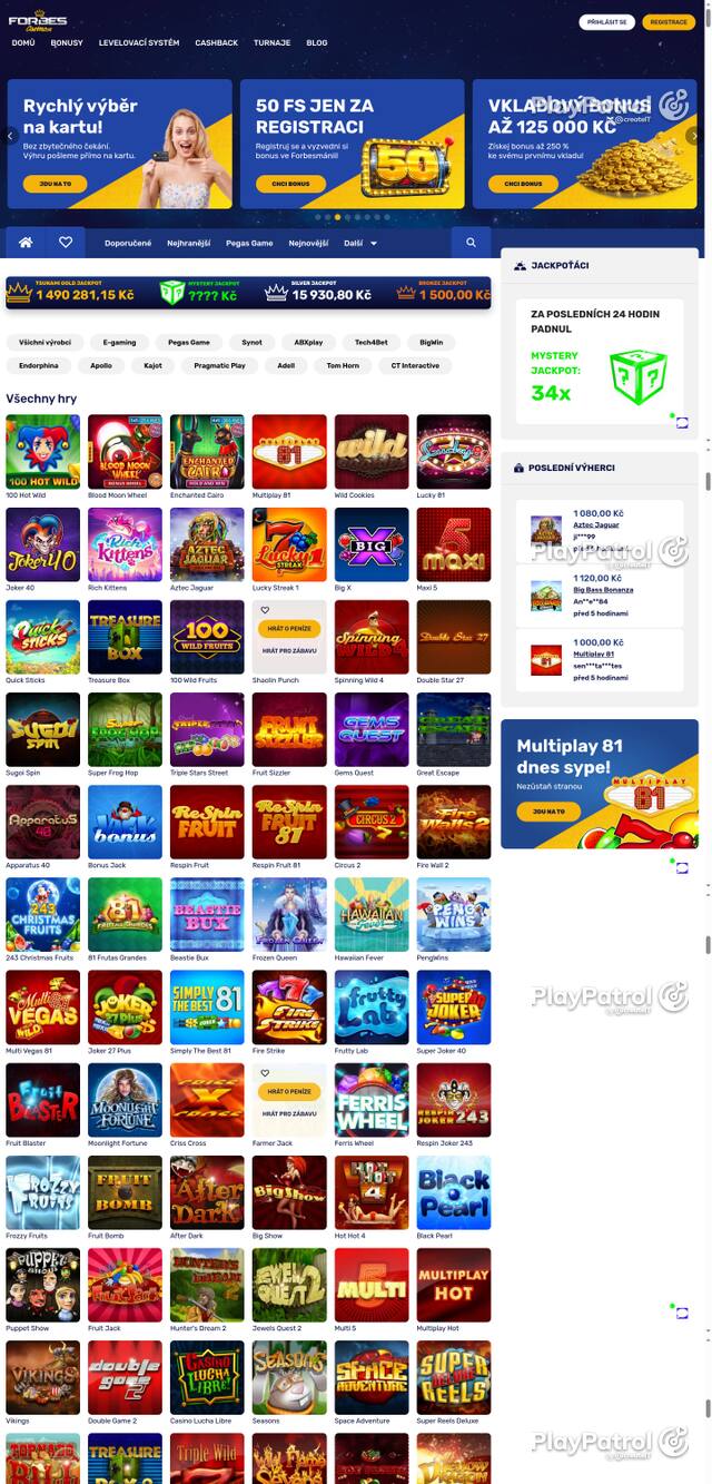 Capture of the front page of Forbes Casino (forbescasino.cz) on 6 October 2026