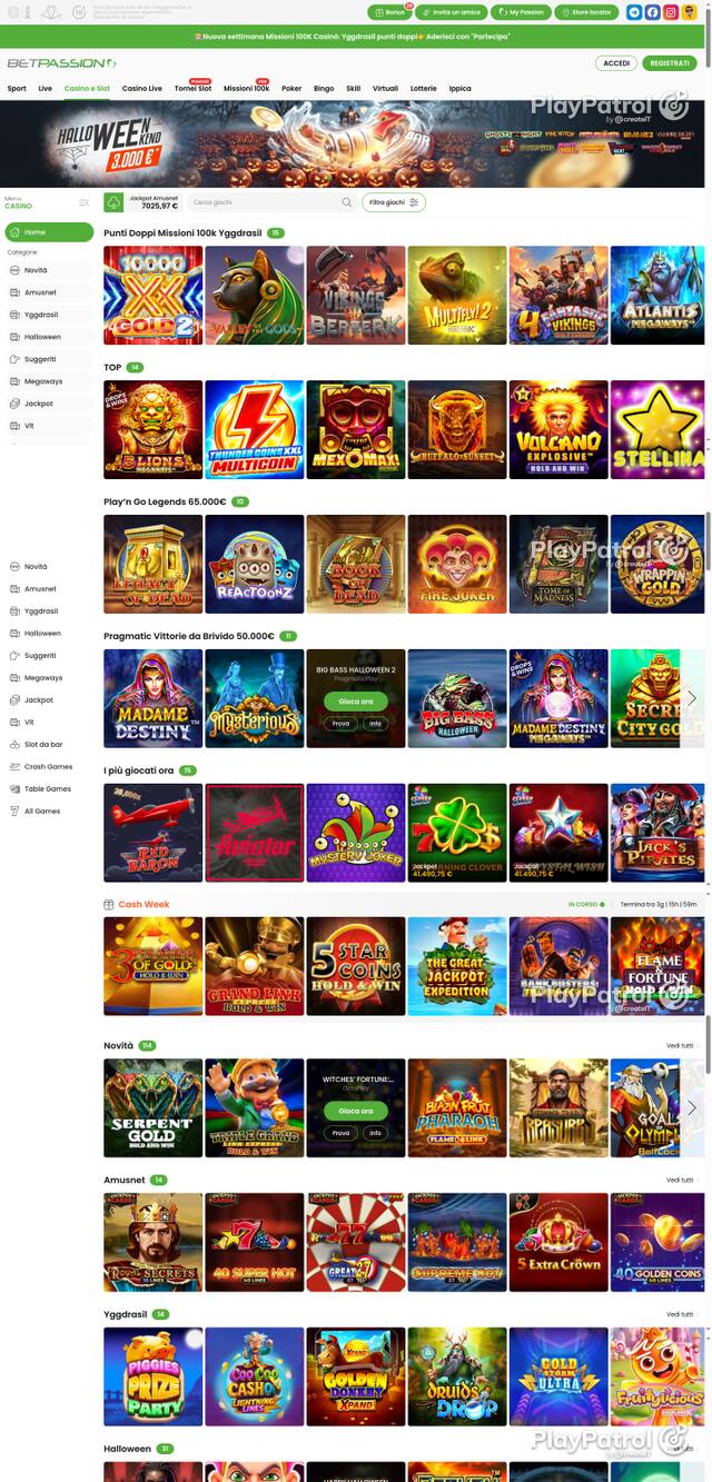 Front page of Betpassion as captured on 29 October 2026