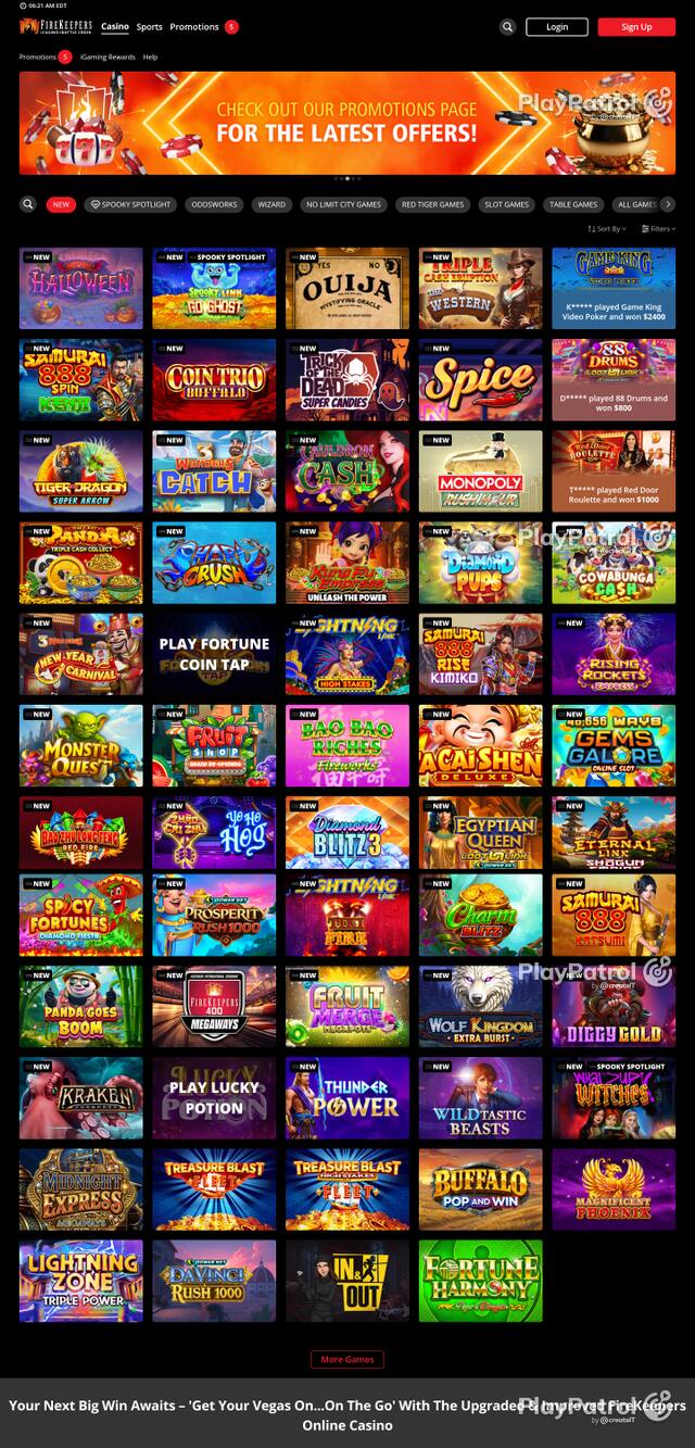 Capture of the front page of igaming.firekeeperscasino.com (igaming.firekeeperscasino.com) on 27 October 2026