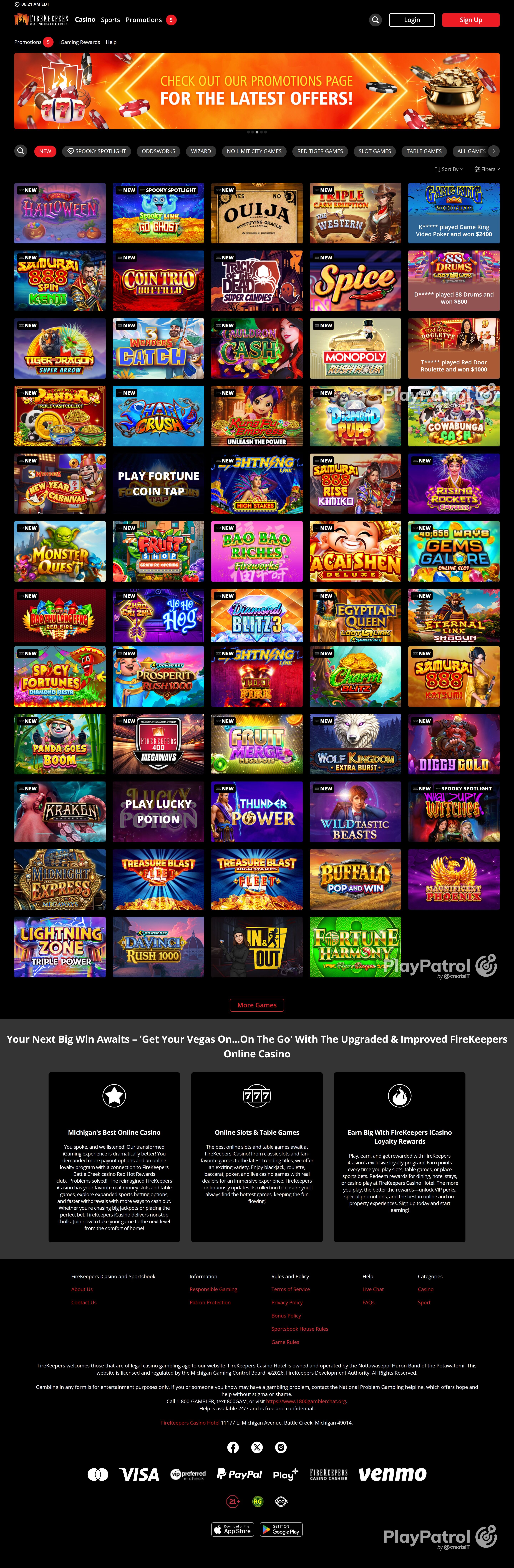 Full capture of igaming.firekeeperscasino.com recorded during the scan