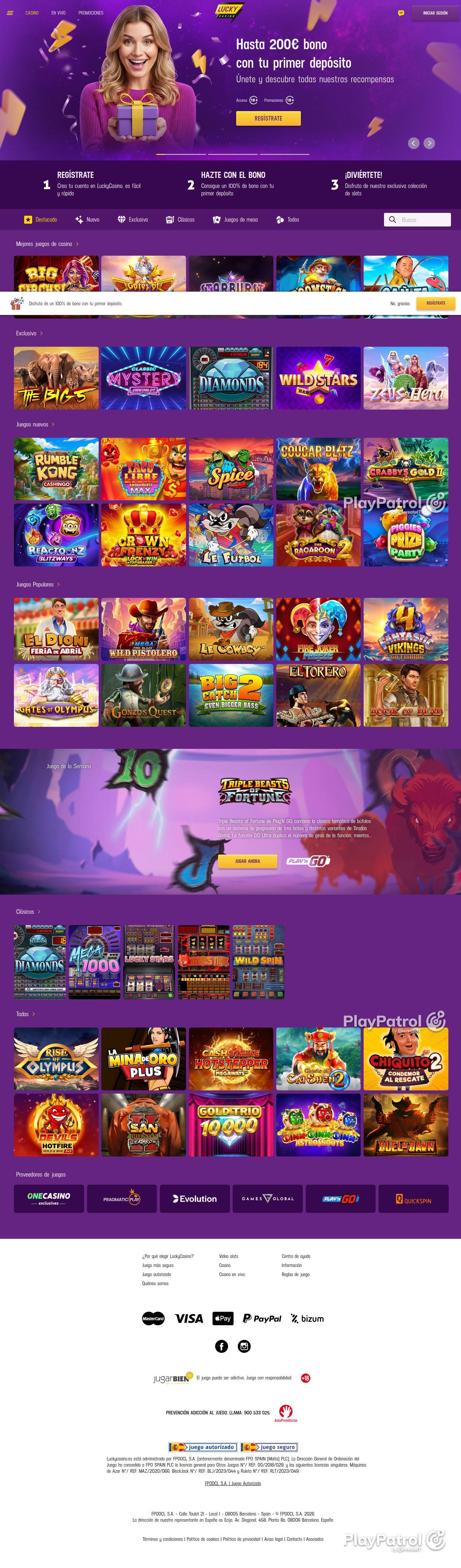 Full capture of Lucky Casino recorded during the scan