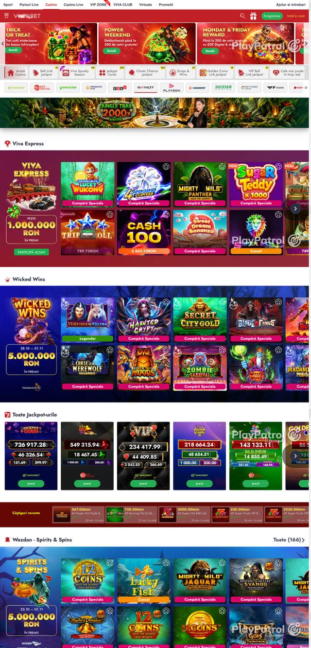 Front page of VivaBet as captured on 29 October 2026