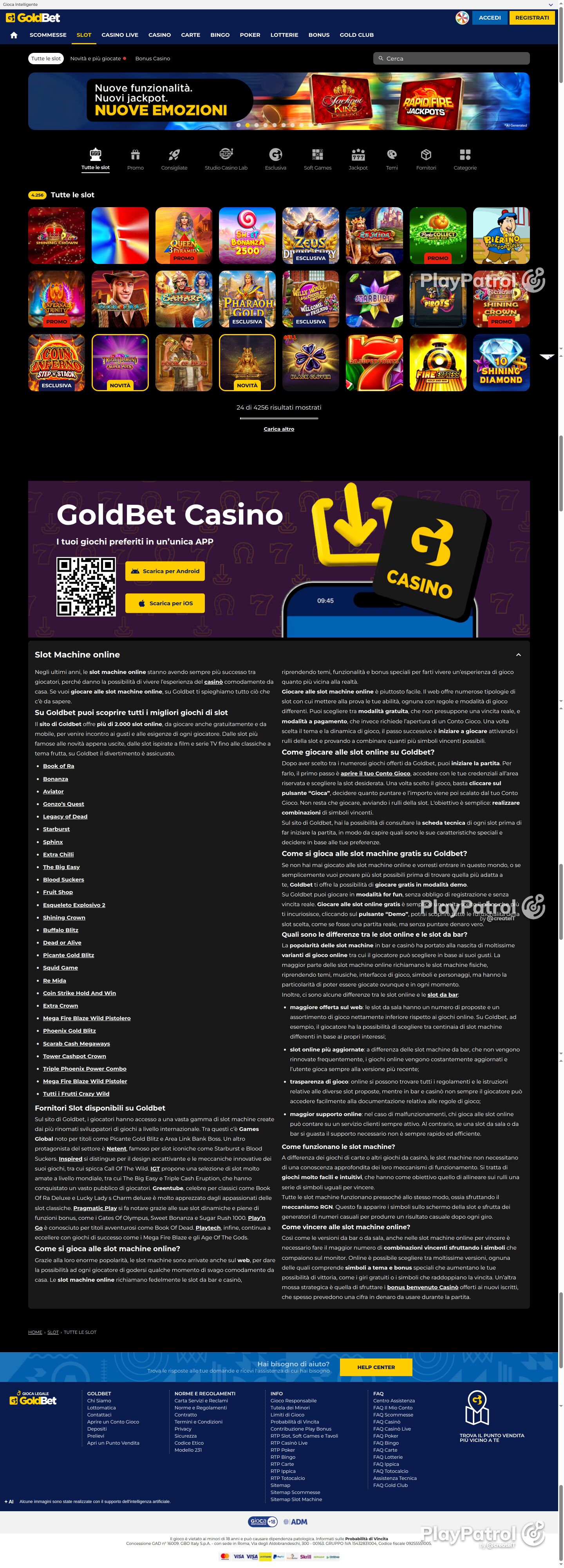 Full capture of Goldbet recorded during the scan