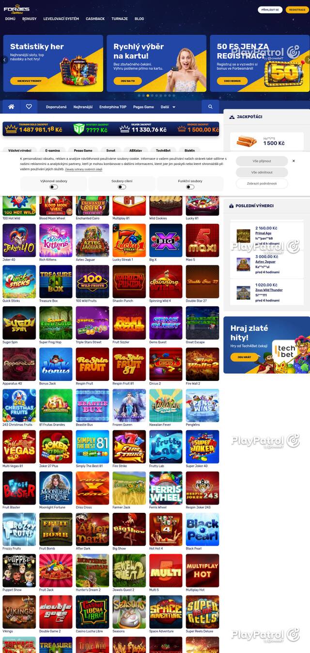 Capture of the front page of Forbes Casino (forbescasino.cz) on 4 October 2026