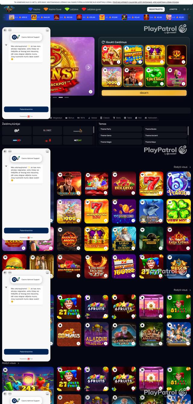 Capture of the front page of casinoadmiral.lt (casinoadmiral.lt) on 15 October 2026