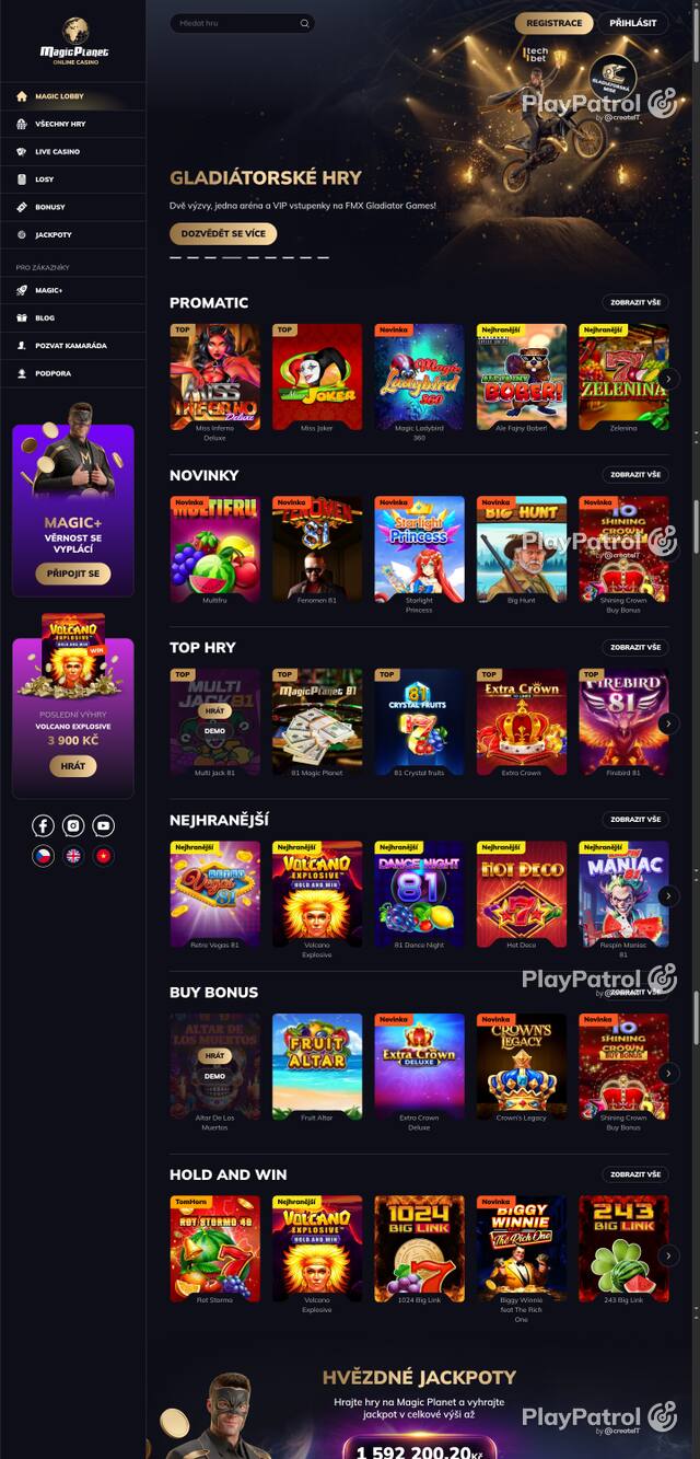 Capture of the front page of Magic Planet (magicplanet.cz) on 10 October 2026