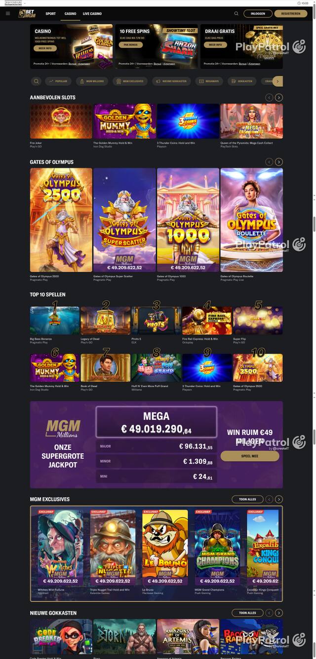 Capture of the front page of BetMGM (betmgm.nl) on 12 October 2026