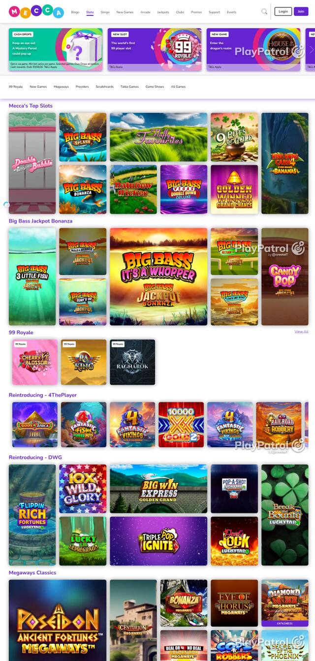 Homepage capture of Mecca Bingo recorded during the scan