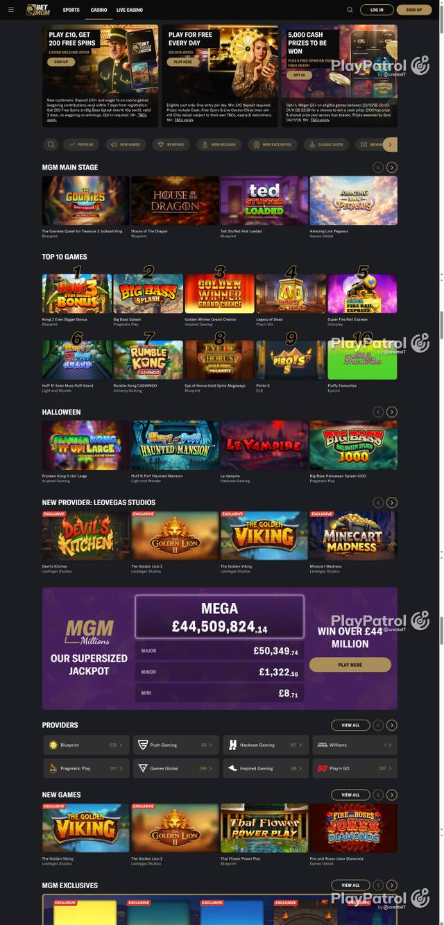 Capture of the front page of BetMGM UK (betmgm.co.uk) on 25 October 2026