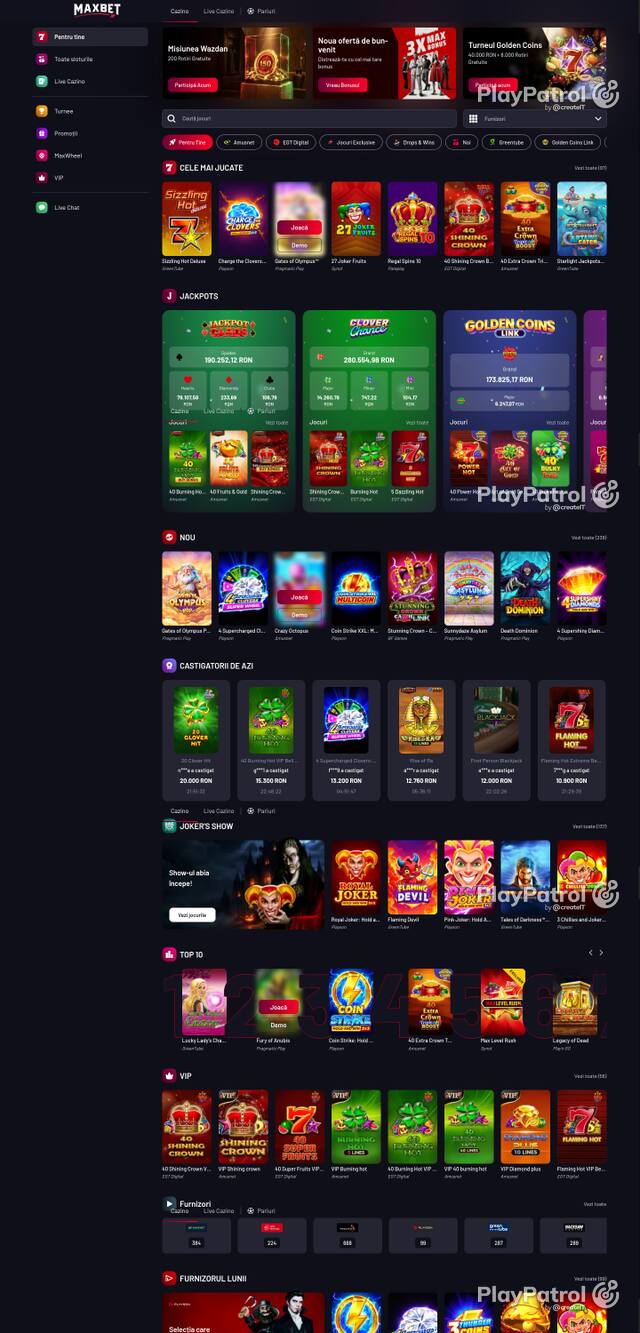 Capture of the front page of Maxbet (maxbet.ro) on 23 October 2026