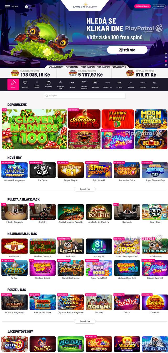 Homepage capture of Apollo Games recorded during the scan