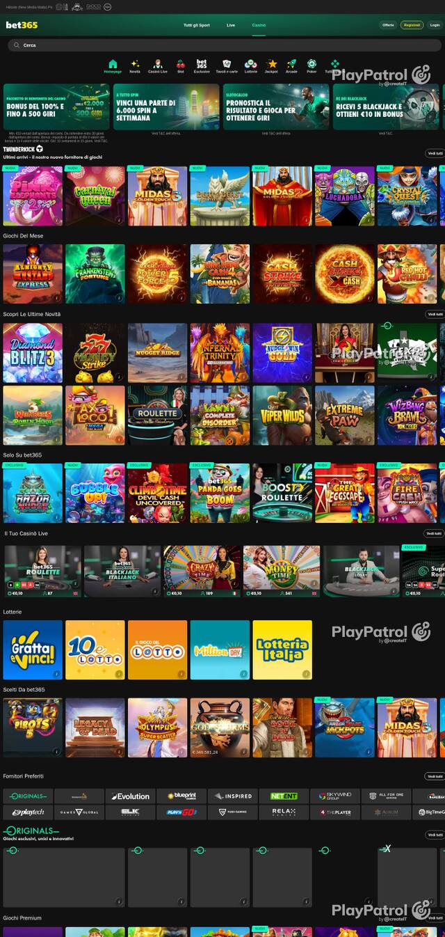 Homepage capture of bet365 recorded during the scan