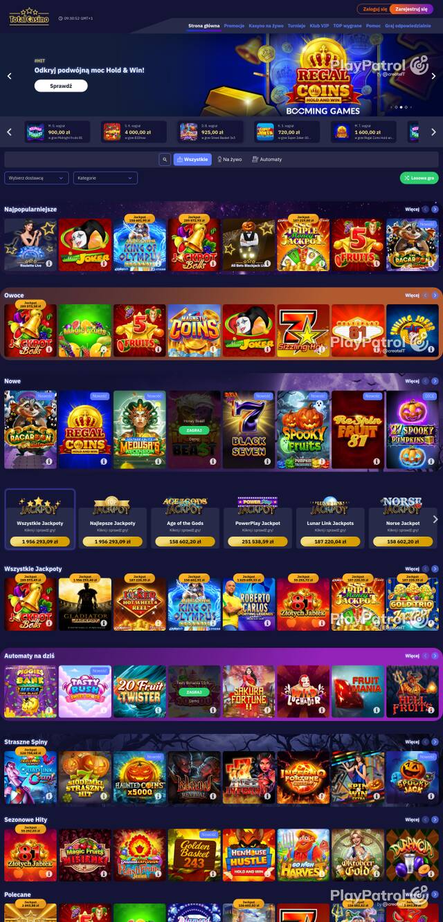 Capture of the front page of totalcasino.pl (totalcasino.pl) on 27 October 2026