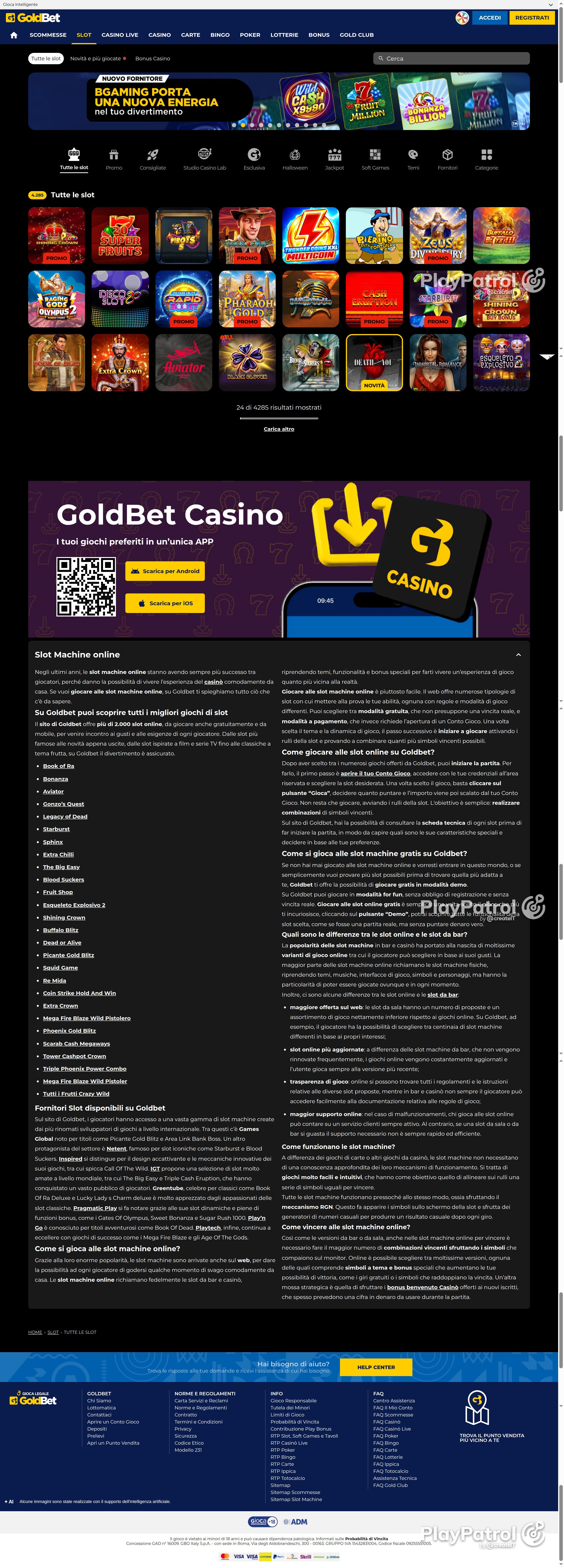 Full capture of Goldbet recorded during the scan