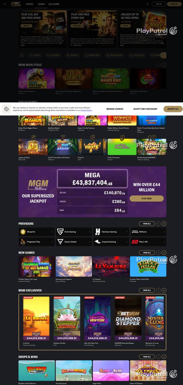 Capture of the front page of BetMGM UK (betmgm.co.uk) on 3 October 2026