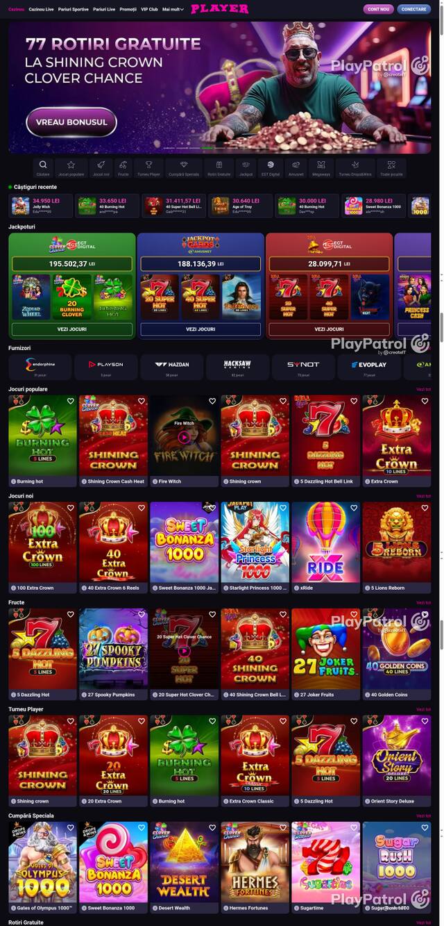 Capture of the front page of Player (player.ro) on 9 October 2026