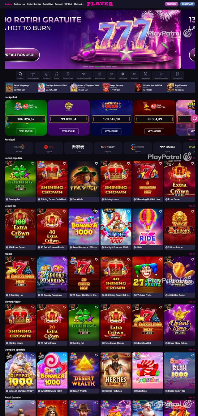 Capture of the front page of Player (player.ro) on 3 October 2026