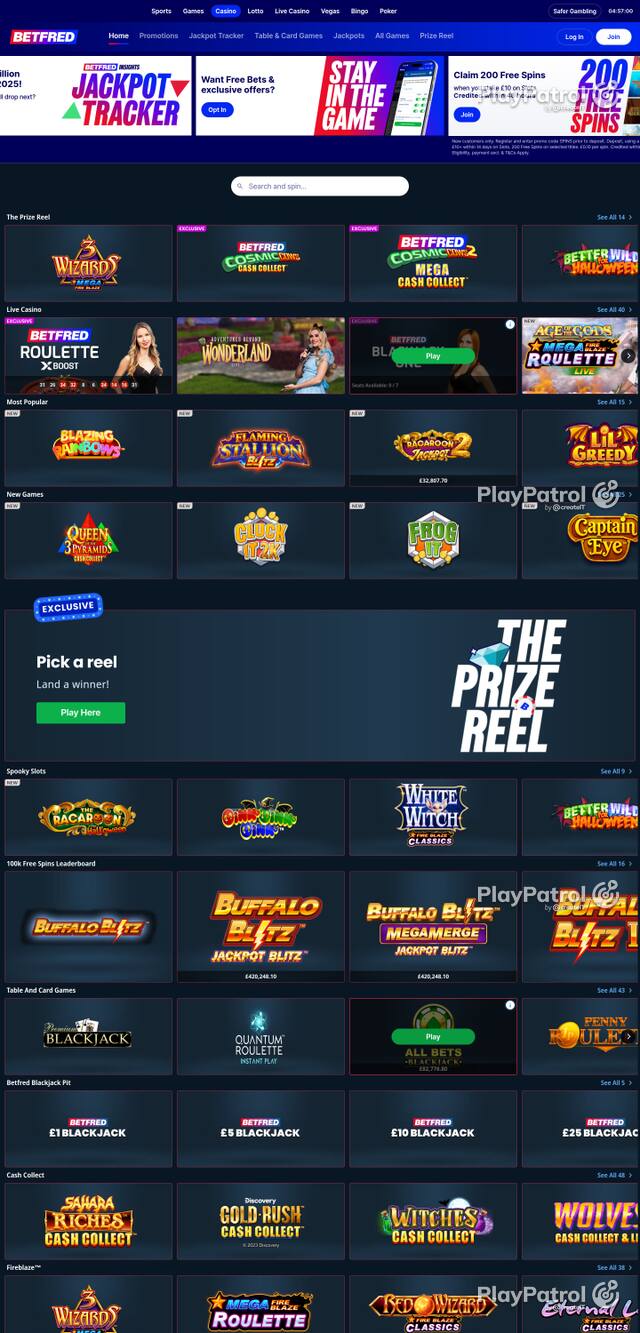 Capture of the front page of Betfred (betfred.com) on 30 October 2026