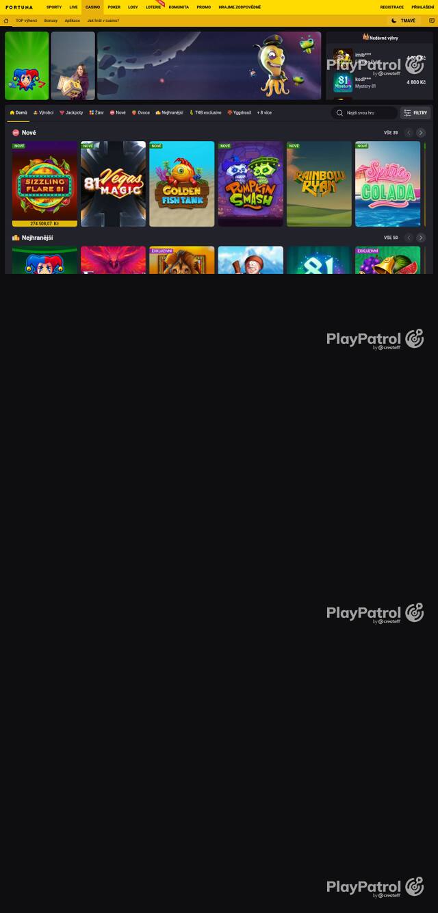 Homepage capture of Fortuna recorded during the scan