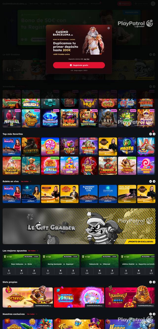 Capture of the front page of Casino Barcelona (casinobarcelona.es) on 24 October 2026