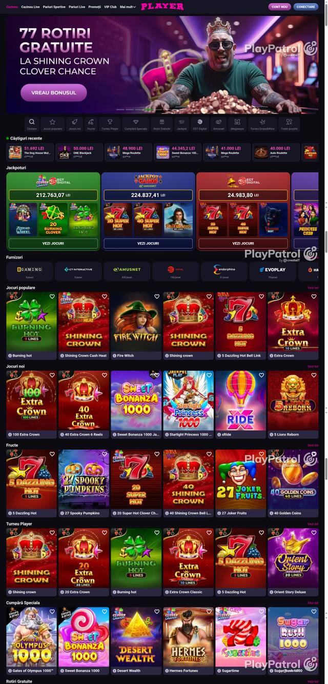 Capture of the front page of Player (player.ro) on 20 October 2026