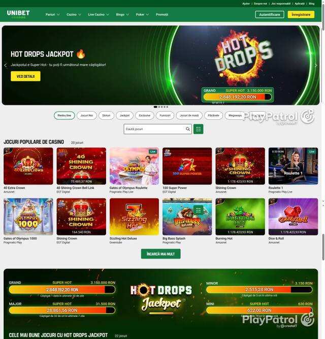 Capture of the front page of Unibet (unibet.ro) on 5 October 2026