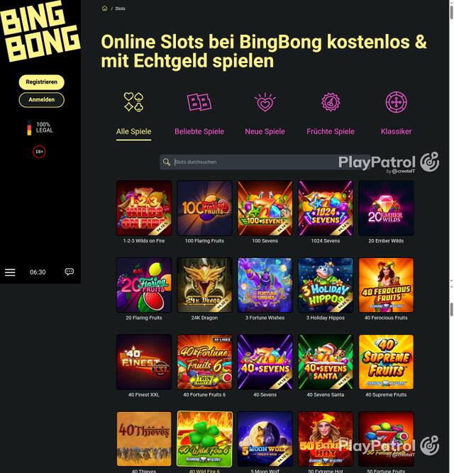 Capture of the front page of BingBong (bingbong.de) on 5 October 2026