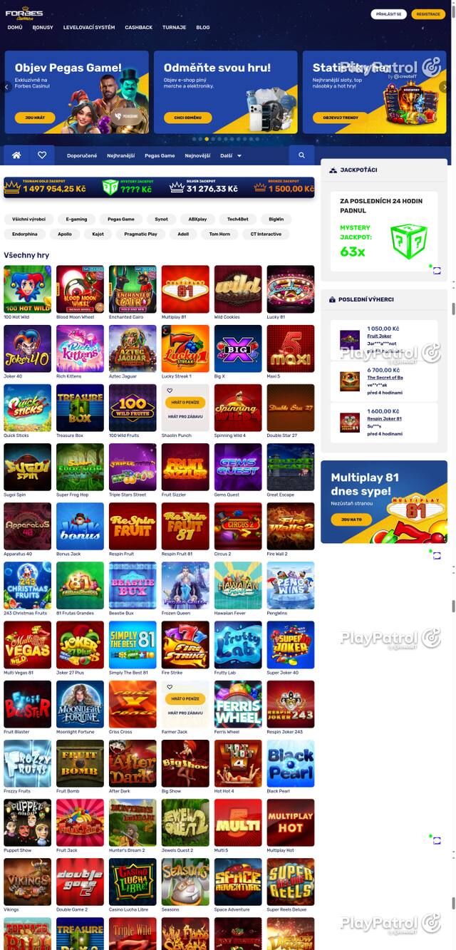 Capture of the front page of Forbes Casino (forbescasino.cz) on 11 October 2026