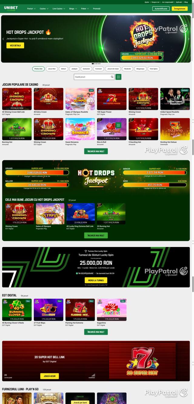 Capture of the front page of Unibet (unibet.ro) on 8 October 2026