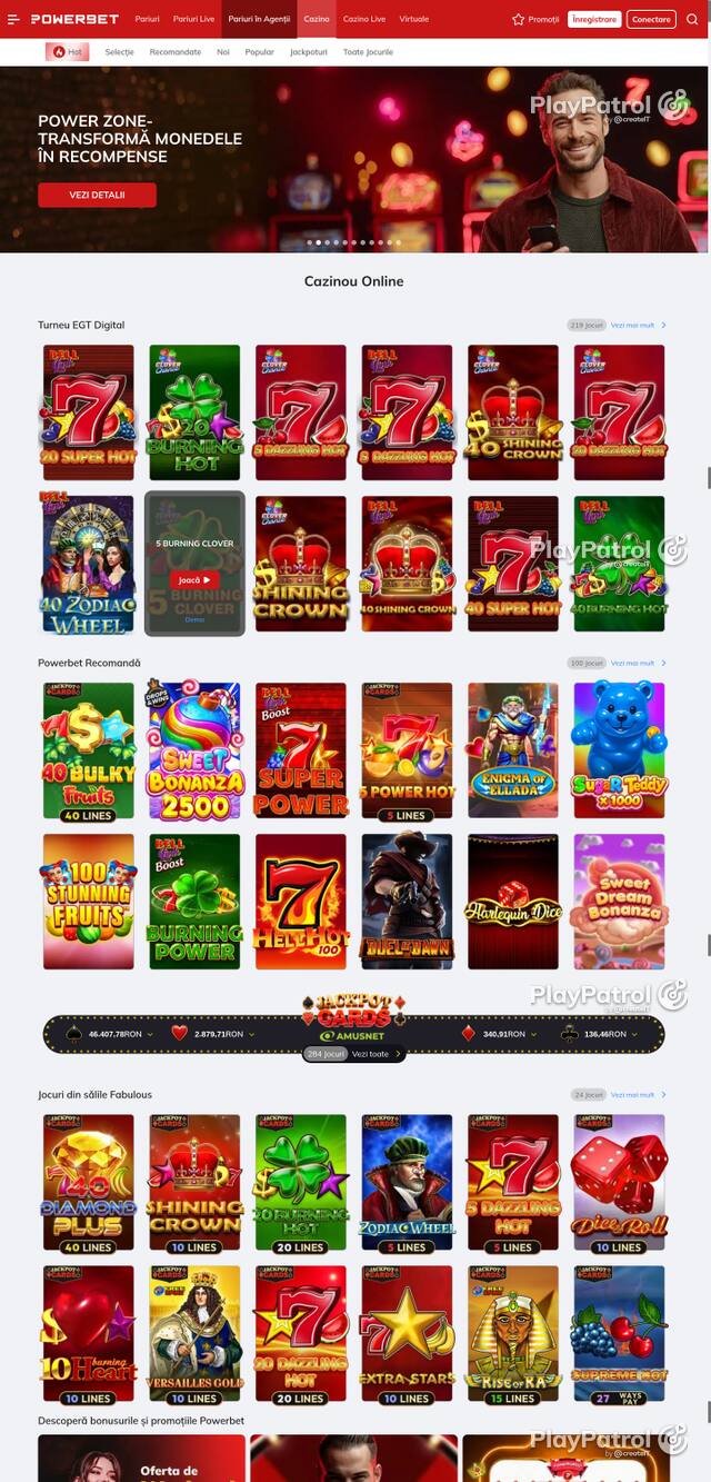 Capture of the front page of PowerBet (online.powerbet.ro) on 25 October 2026