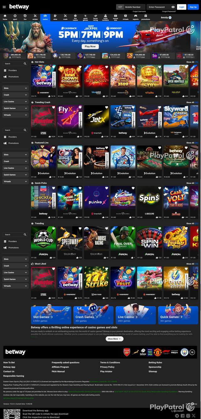Capture of the front page of betway.co.za (betway.co.za) on 25 October 2026