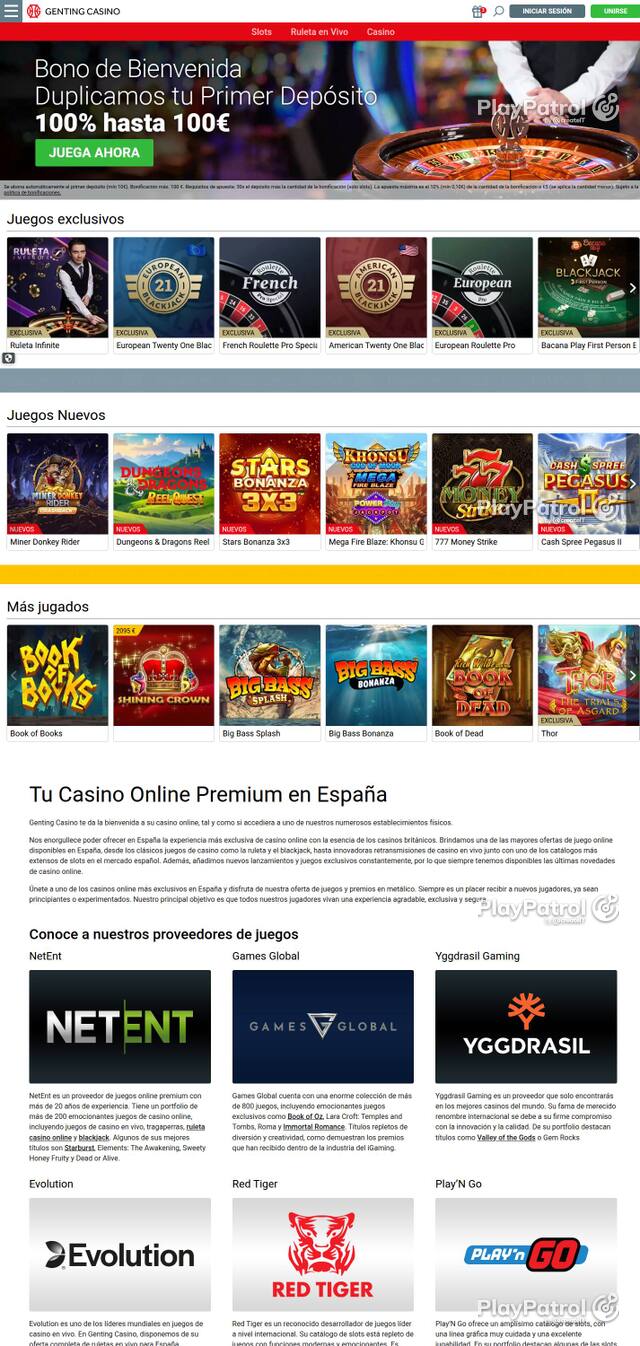 Homepage capture of Genting Casino recorded during the scan