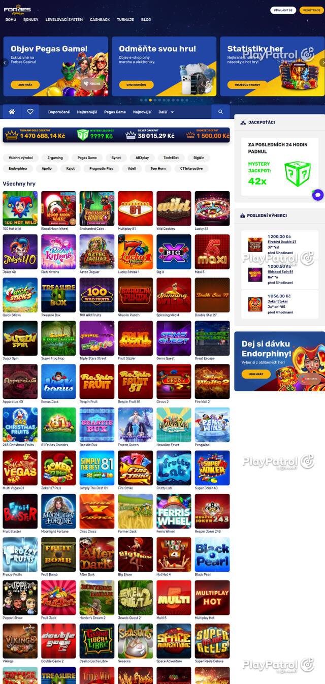 Homepage capture of Forbes Casino recorded during the scan