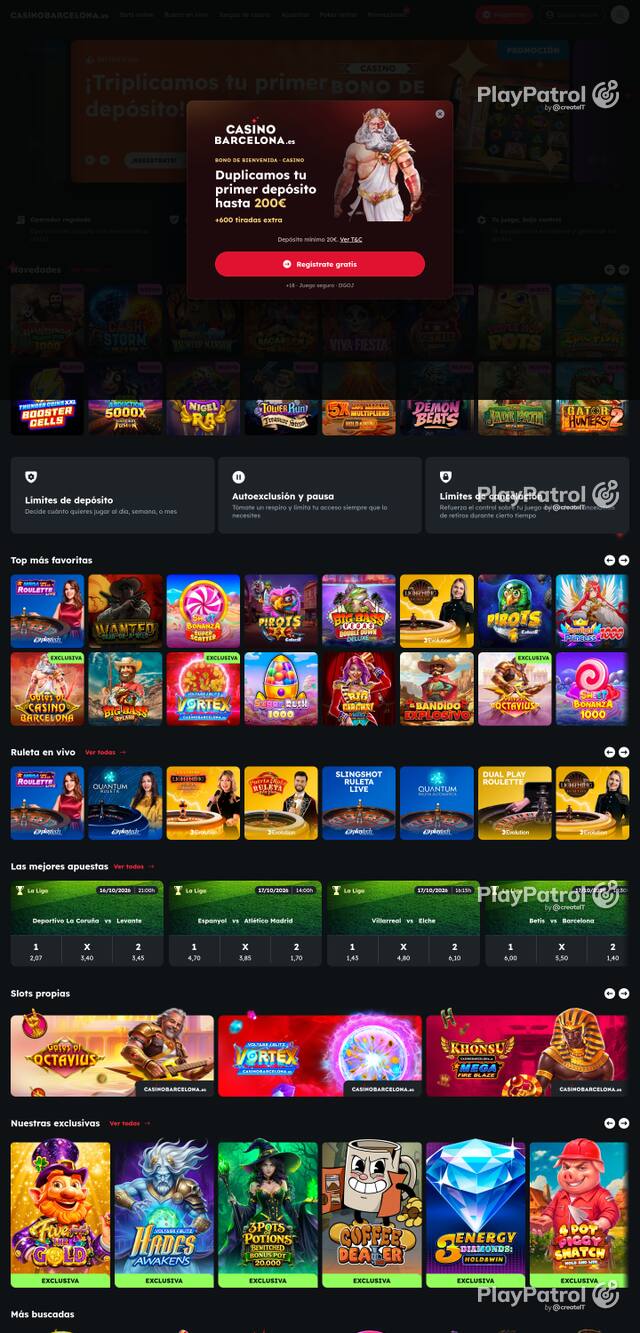 Capture of the front page of Casino Barcelona (casinobarcelona.es) on 16 October 2026