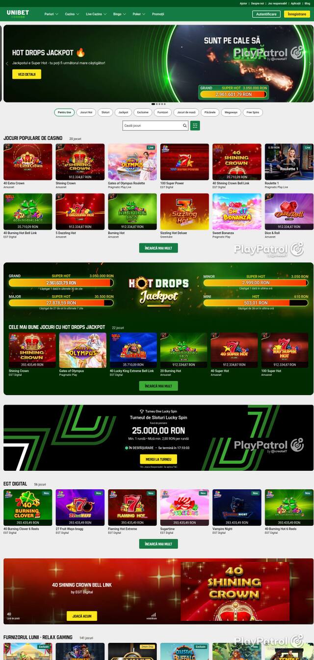 Capture of Unibet recorded during the scan