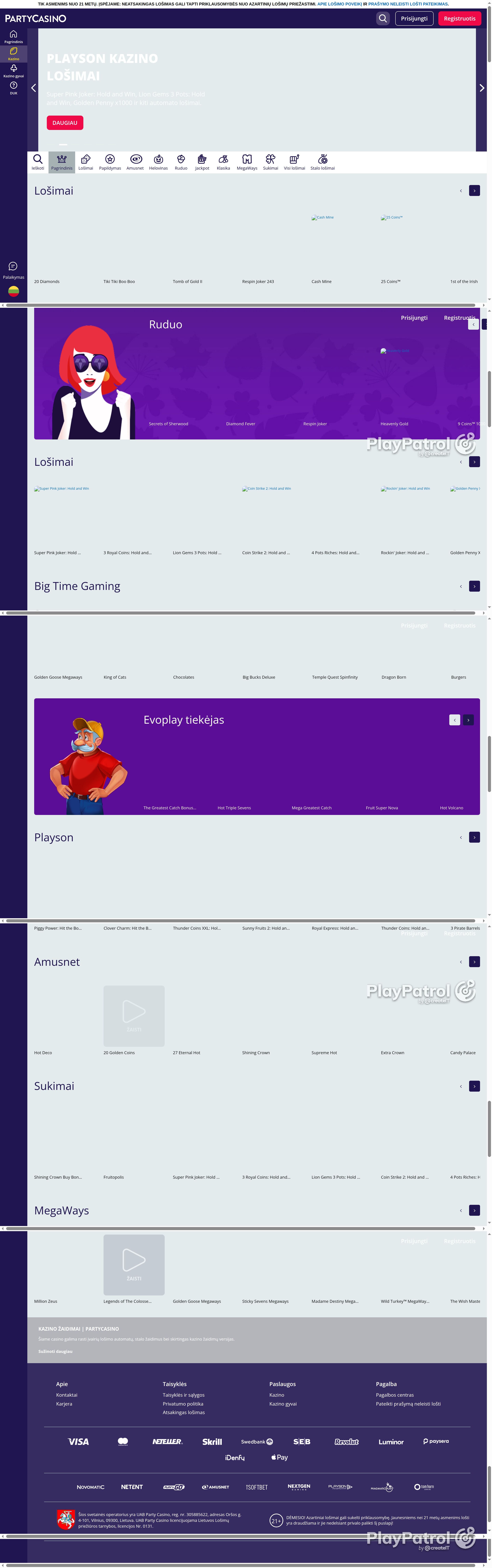 Full capture of partycasino.lt recorded during the scan