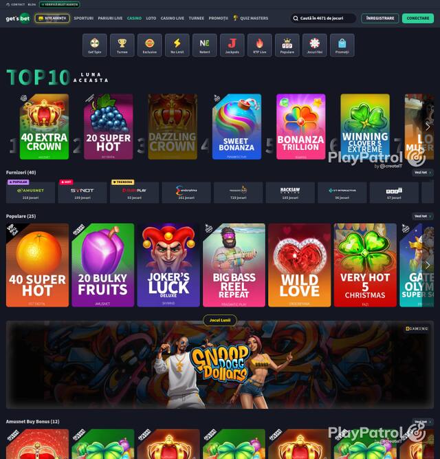 Capture of the front page of Get's Bet (getsbet.ro) on 5 October 2026