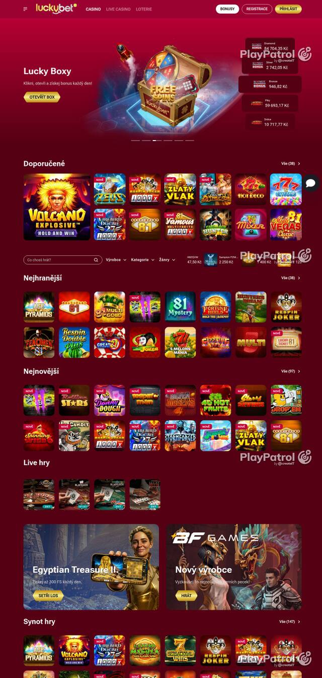Homepage capture of LuckyBet recorded during the scan