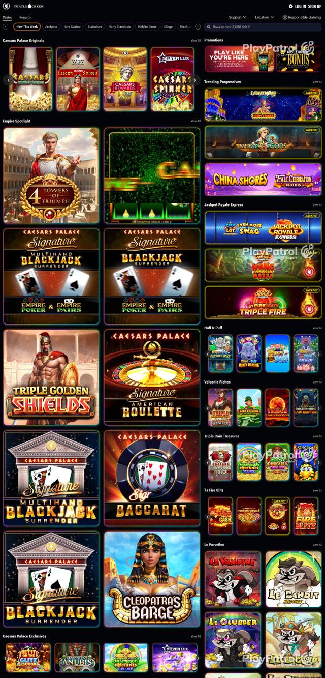 Capture of the front page of caesarspalaceonline.com (caesarspalaceonline.com) on 24 October 2026