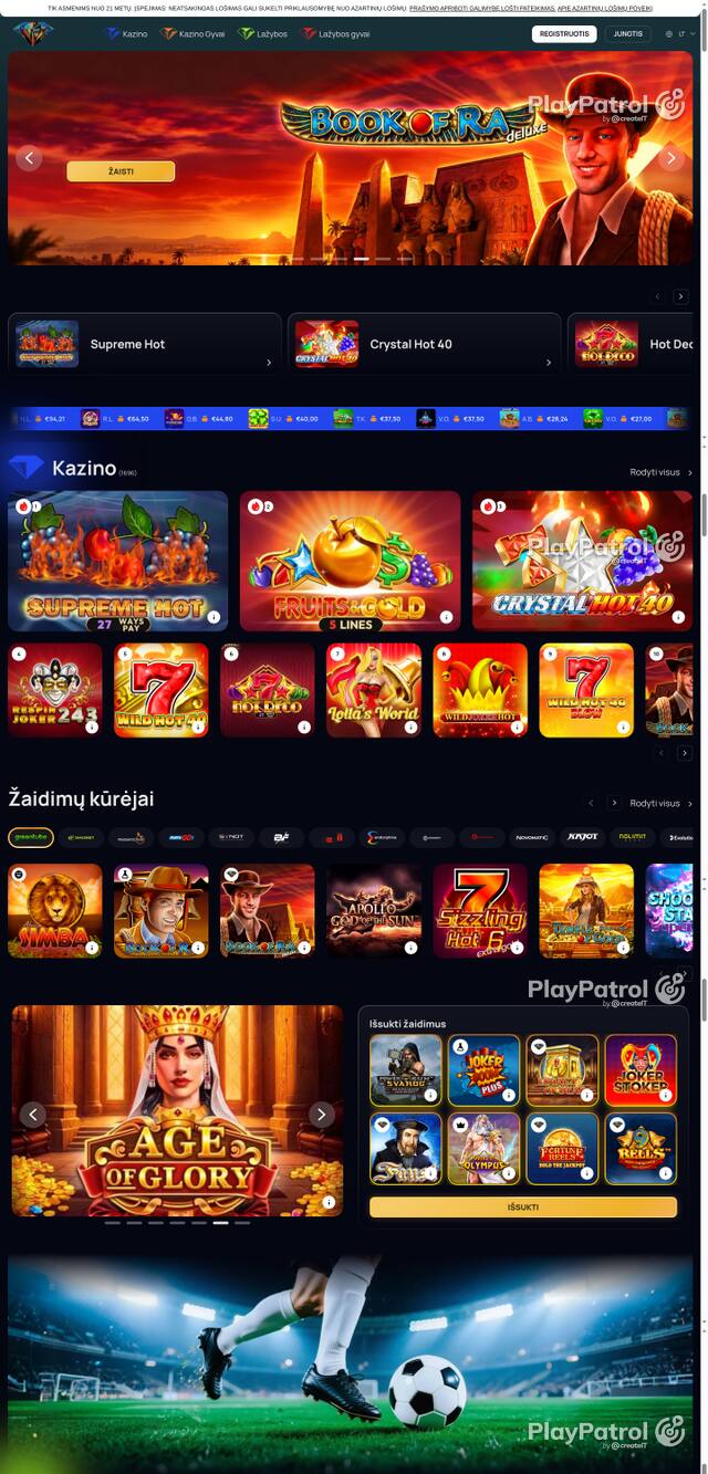 Capture of the front page of casinoadmiral.lt (casinoadmiral.lt) on 22 October 2026