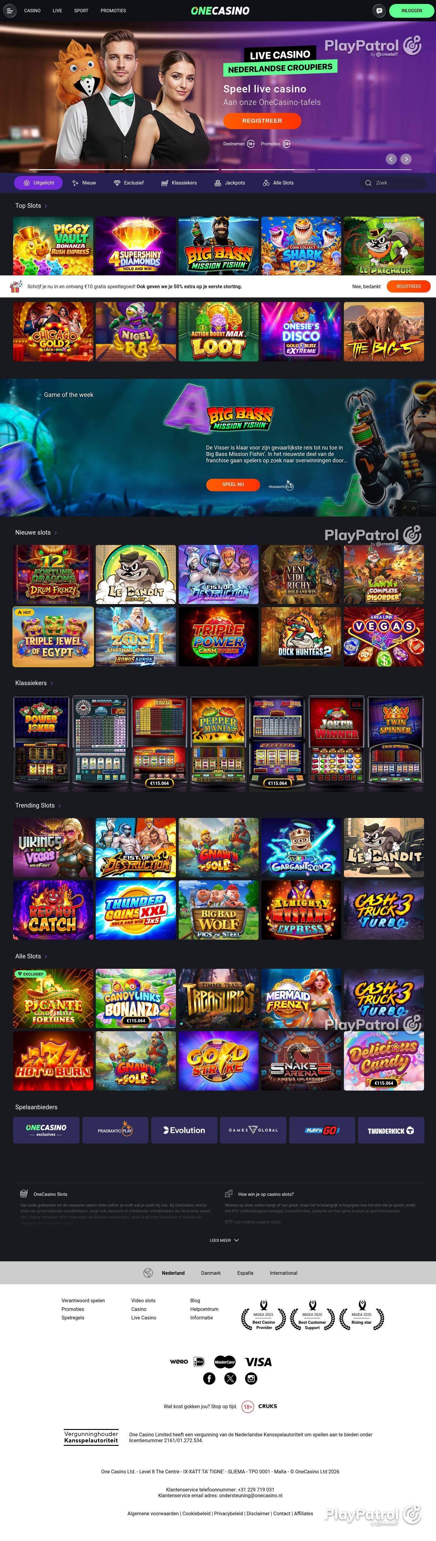Full capture of One Casino recorded during the scan
