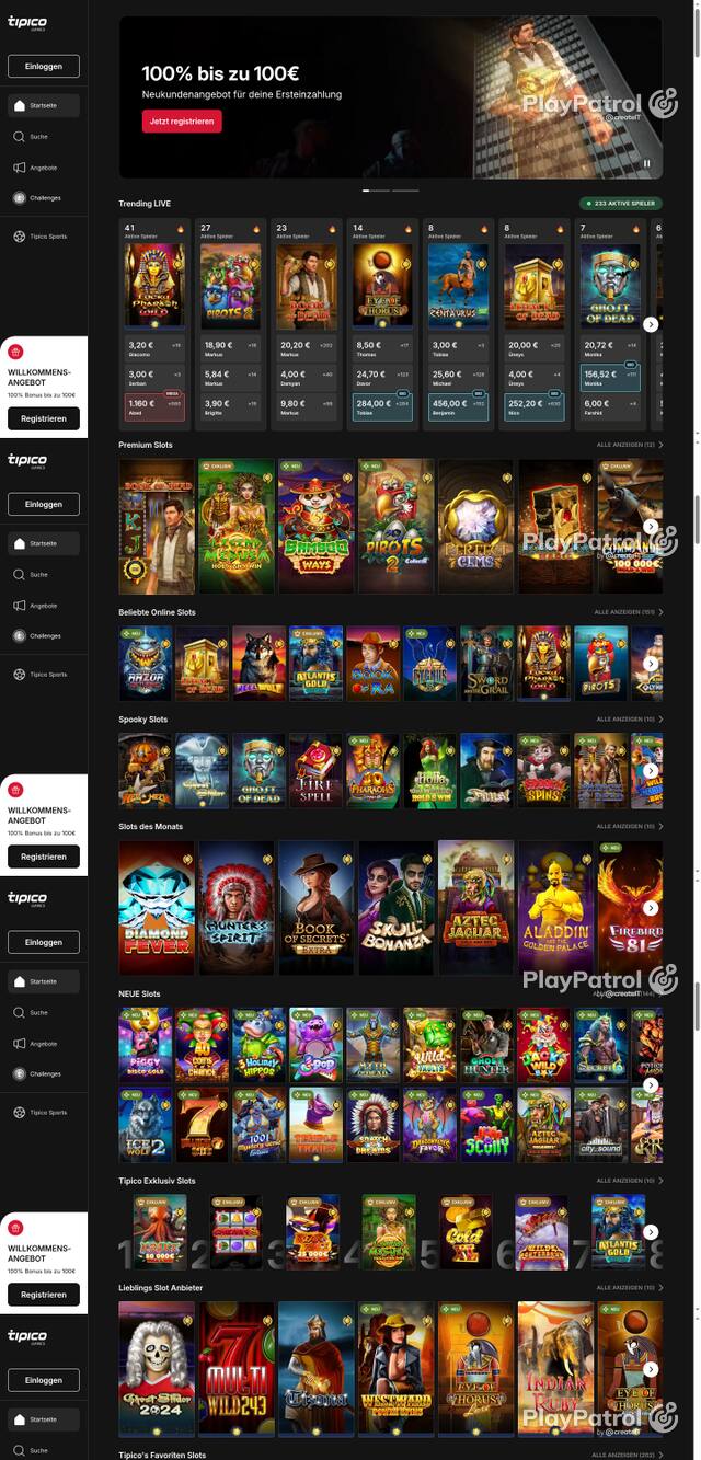 Front page of Tipico Games as captured on 27 October 2026