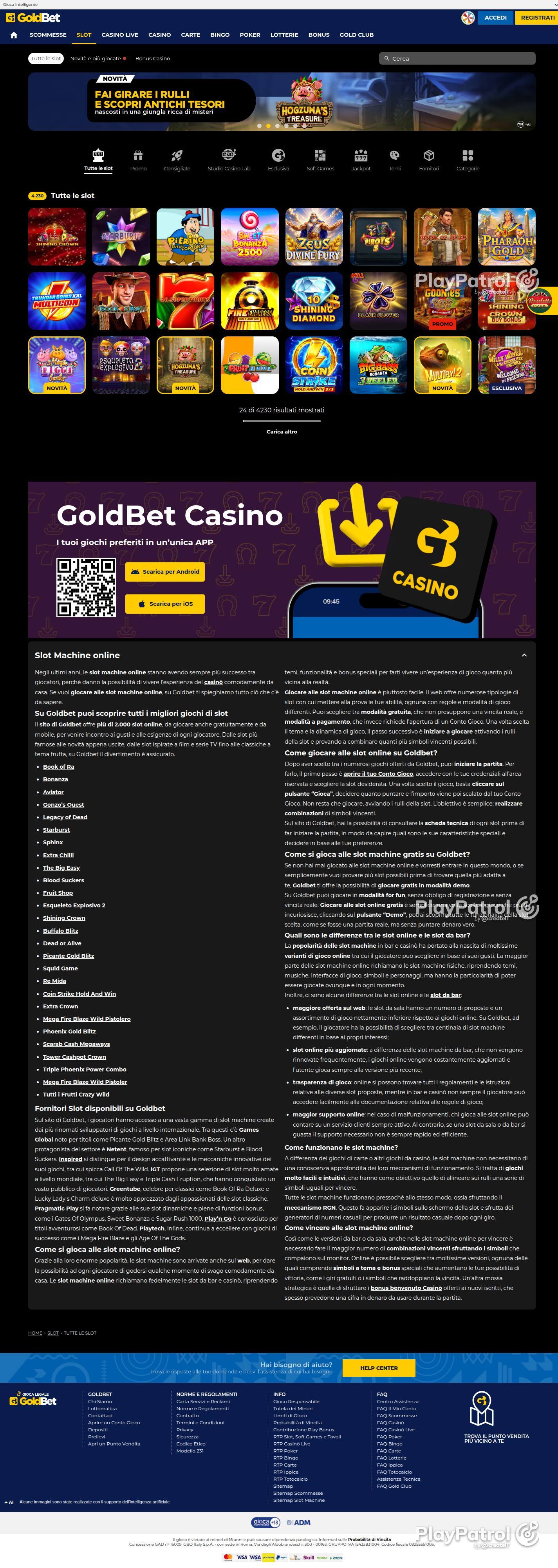 Full capture of Goldbet recorded during the scan