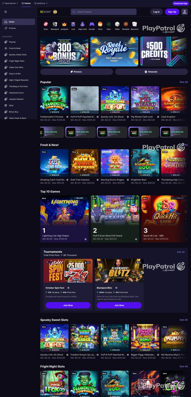 Capture of the front page of hollywoodcasino.com (hollywoodcasino.com) on 25 October 2026
